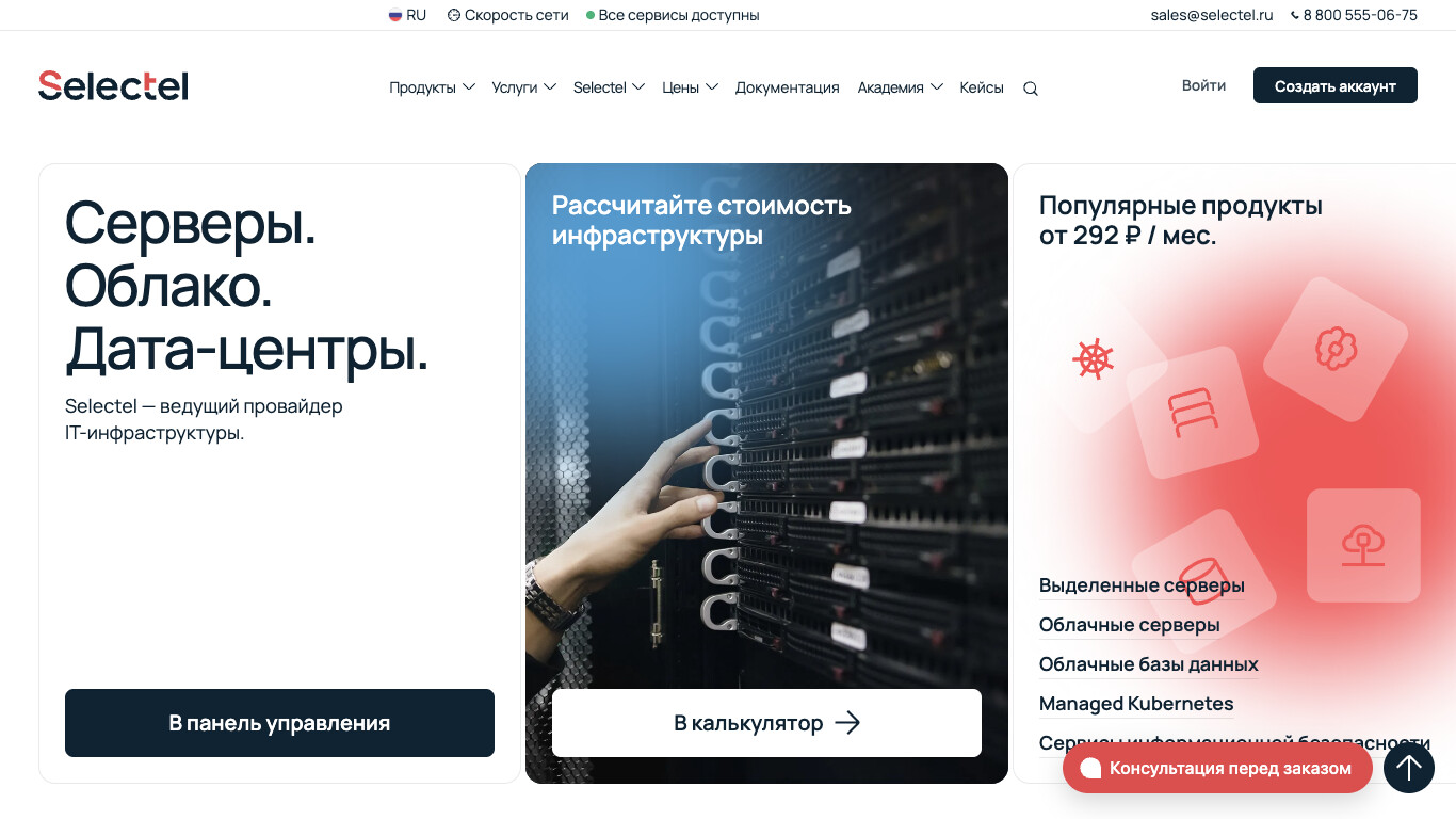 Скриншот Selectel