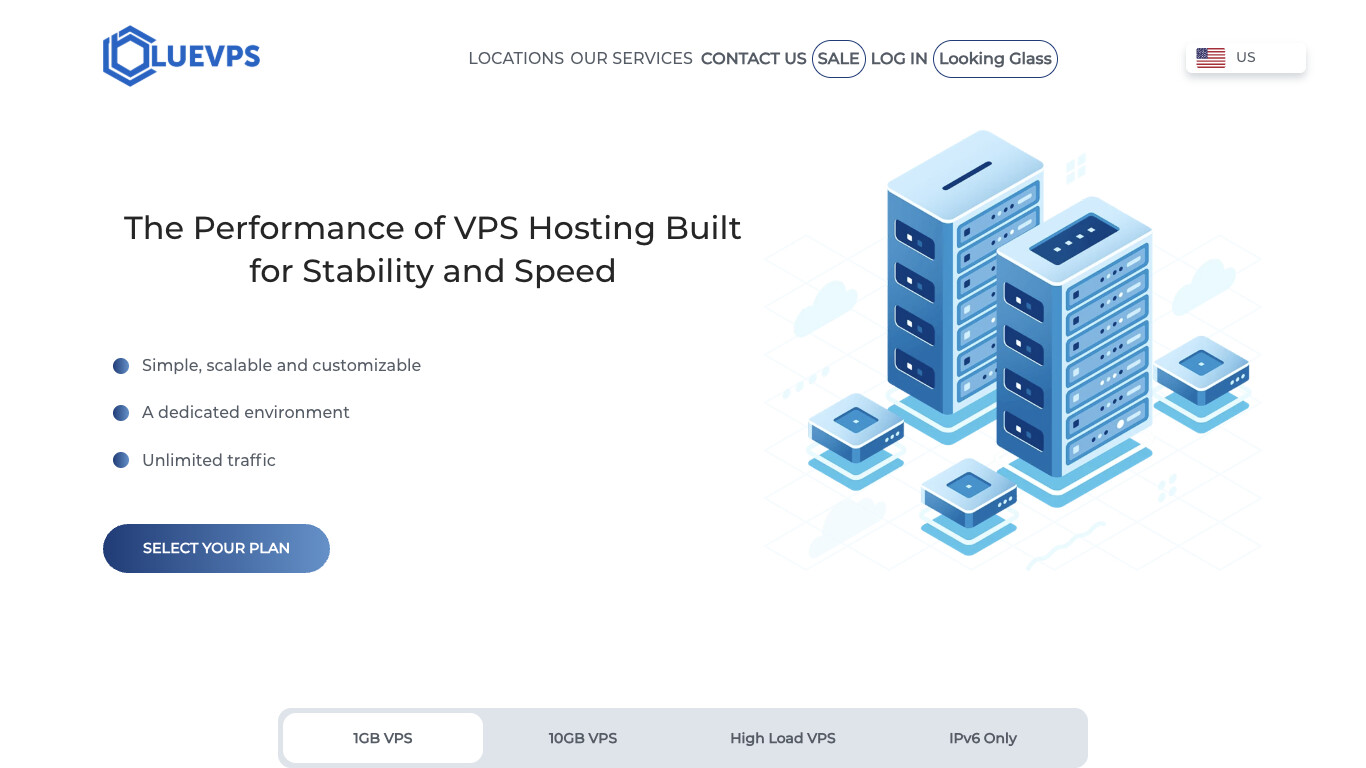 Скриншот хостера BlueVPS