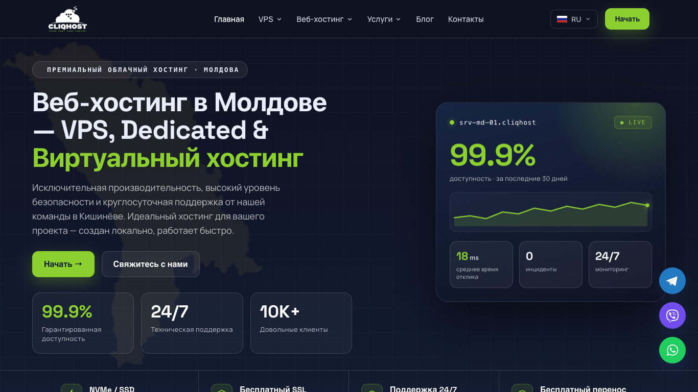Скриншот Cliqhost