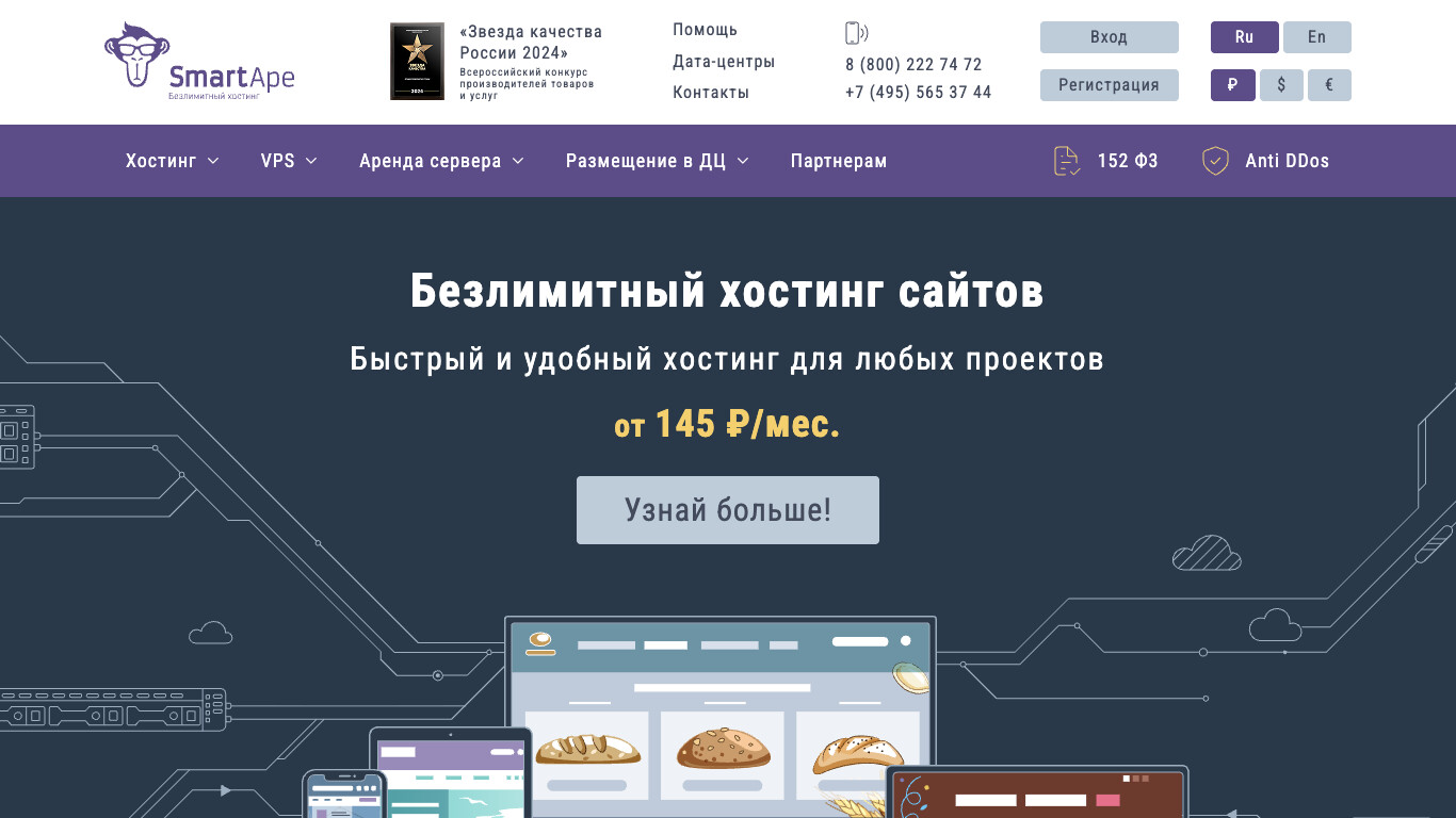 Скриншот хостера SmartApe