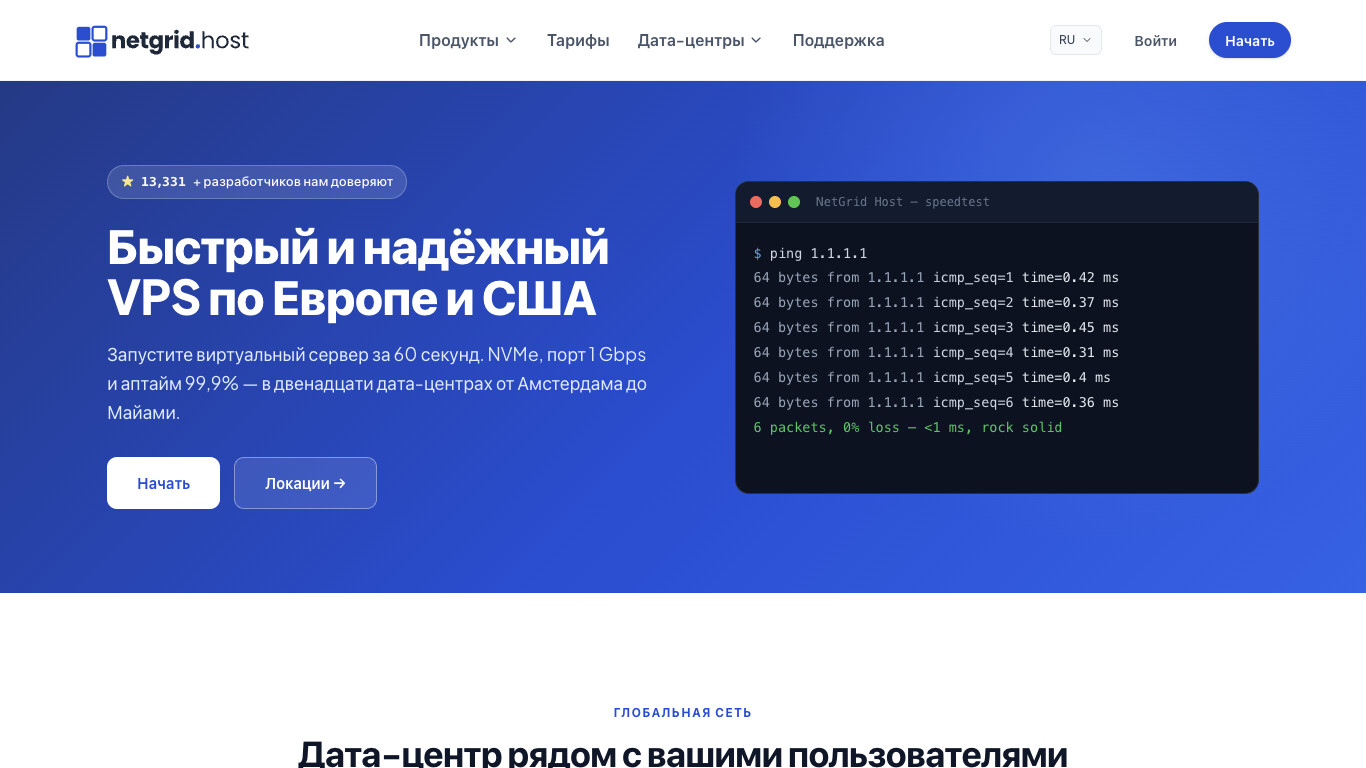 Скриншот хостера NetGrid Host