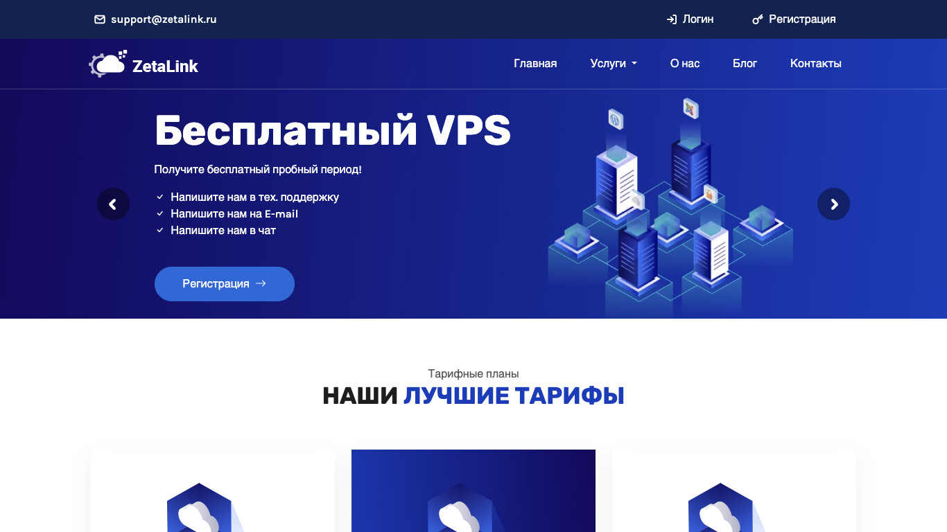 Скриншот хостера ZetaLink