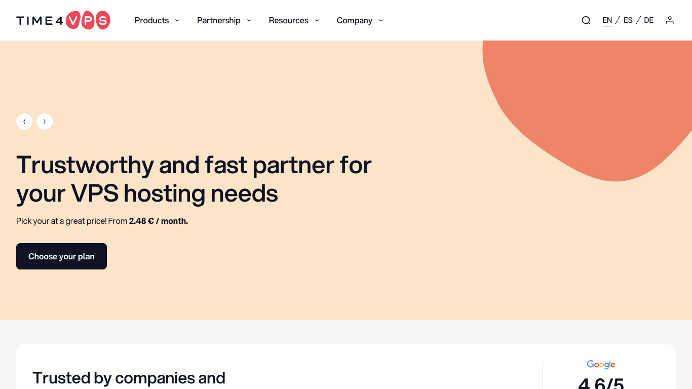 Скриншот хостера Time4VPS