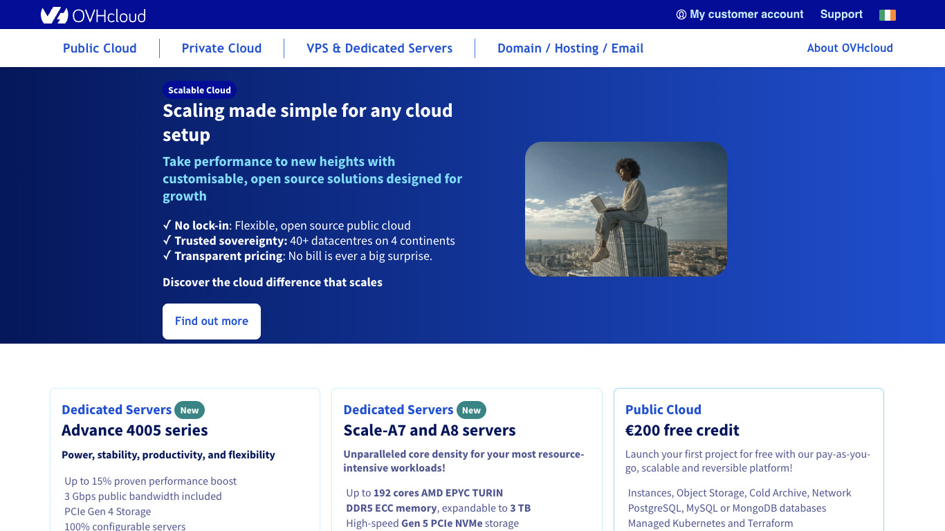 Скриншот хостера OVH
