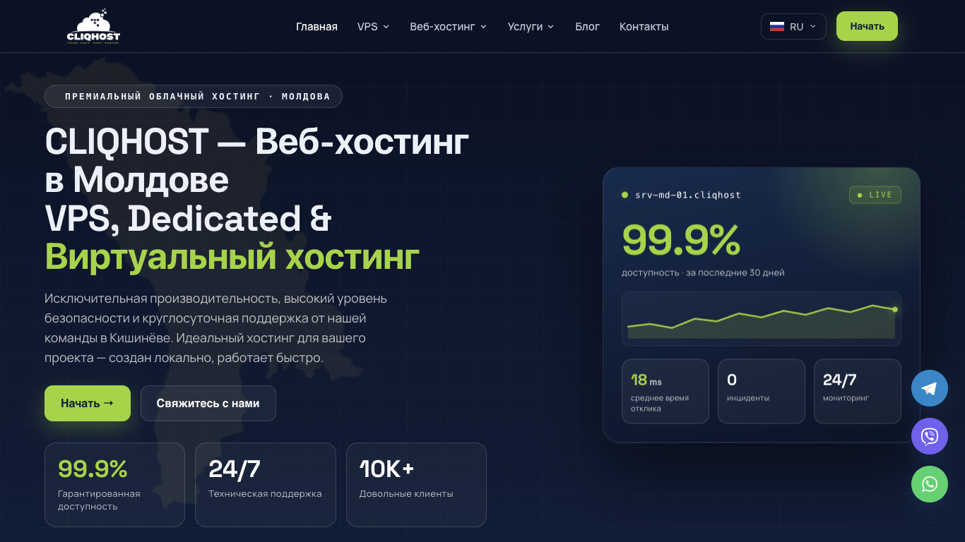 Скриншот Cliqhost