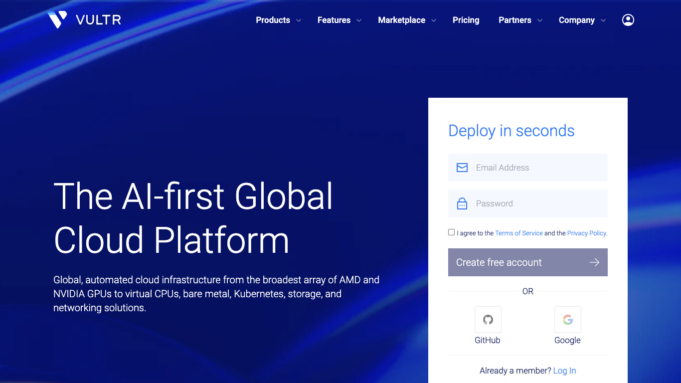 Скриншот Vultr