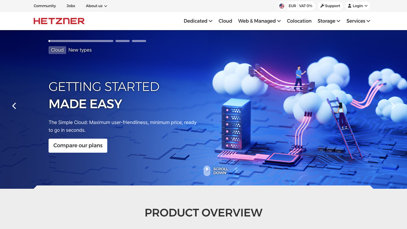 Скриншот Hetzner